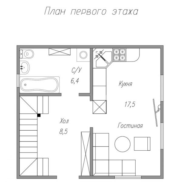 Дом из СИП панелей «ДнК-104» S= 79 м2